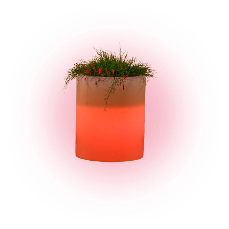 Vaso luminoso moderno di design Ø40 H50 in polimero resistente con LED rosso per interno ed esterno - Made in Italy - Monacis