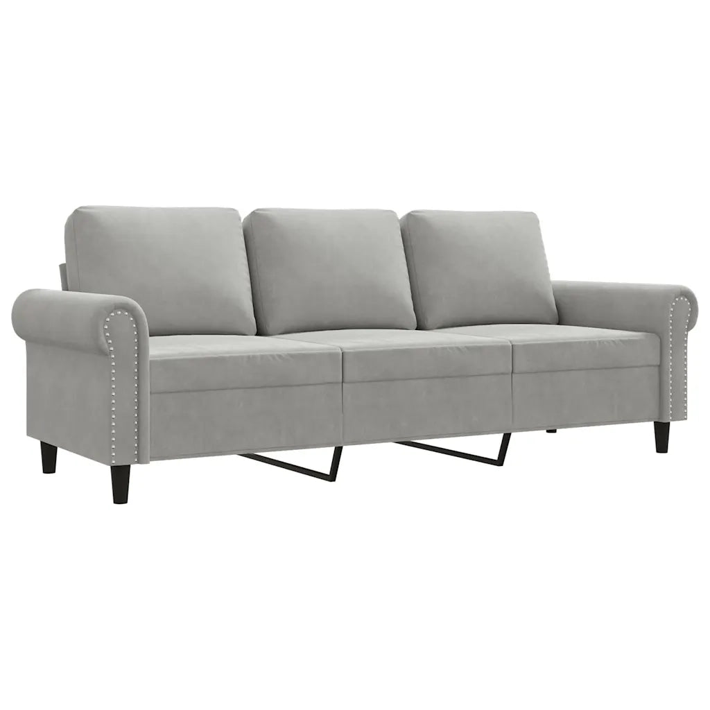 Divano a 3 Posti Grigio Chiaro 180 cm in Velluto 359539