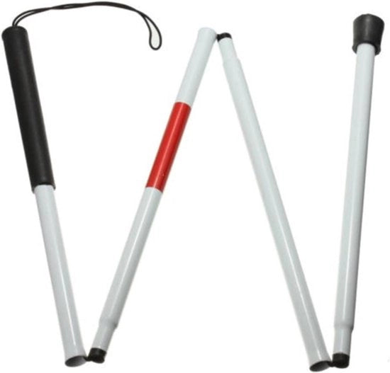 Staffa in Lega di Alluminio con Asta 4 Sezioni Flessibile con Corda Elastica per Ciechi - Riflettente alla Notte