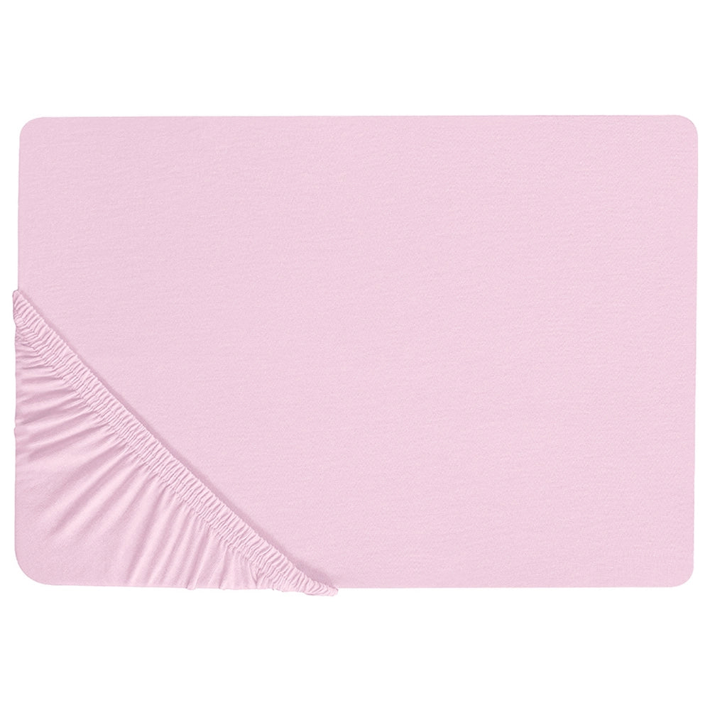 Lenzuolo con angoli cotone rosa pastello 180 x 200 cm con bordi elastici modello classico a tinta unita camera da letto classica
