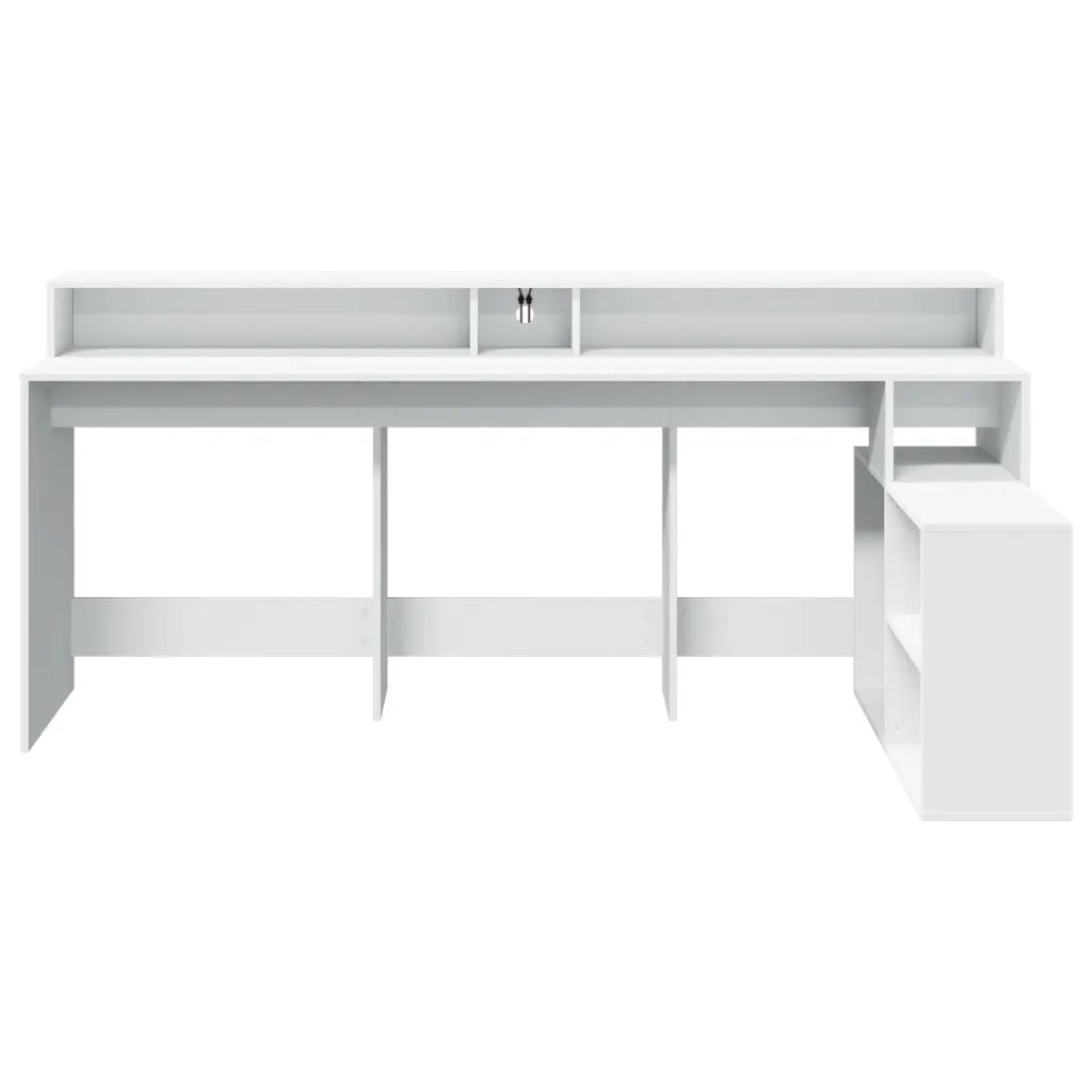 Scrivania con Luci LED Bianca 200x104x91 cm in Truciolato