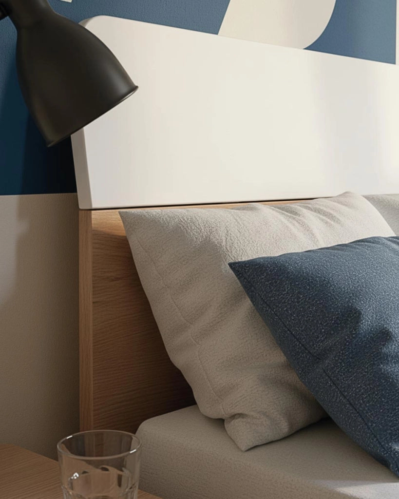 Letto Comby con fascioni e pediera - Letto una piazza e mezzo 127 x 197 - Struttura virginia e bianco - Rete e materasso esclusi_