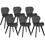 IDMarket - Set di 6 sedie ROBINE in velluto grigio scuro con gambe nere