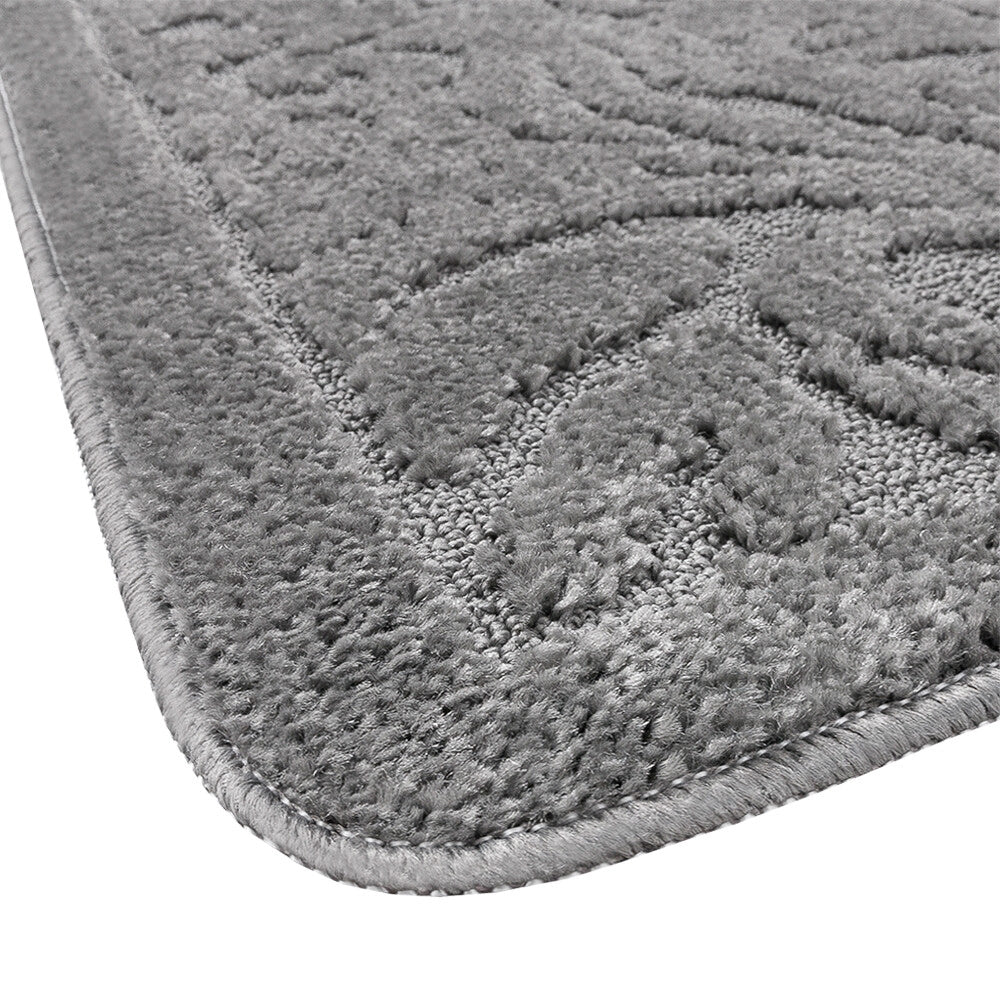 Tappeto Bagno Damascato Scendiletto Camera 50x110 Cm Morbido Assorbente Antiscivolo Grigio
