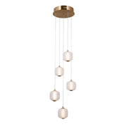 Lampada a sospensione Ganti ottone vetro opale 5 luci LED Italux
