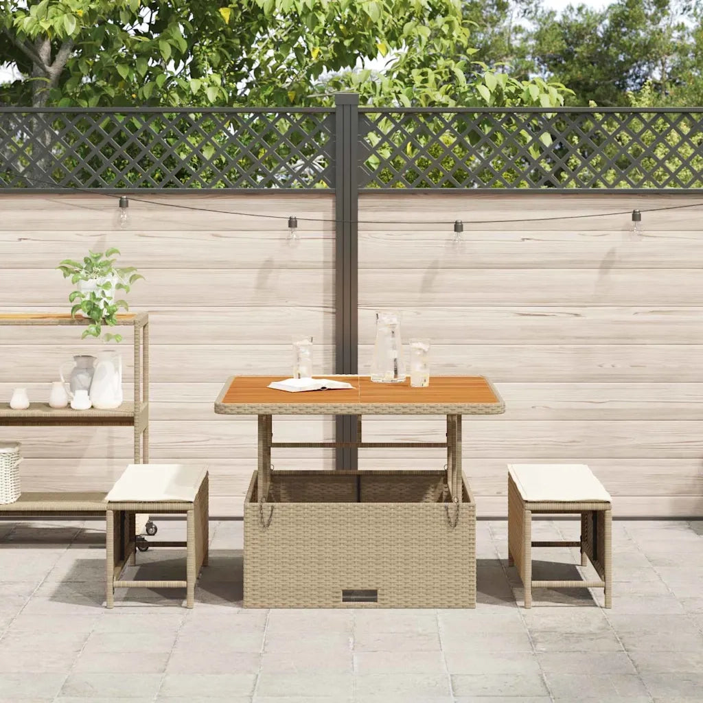 Set da Pranzo per Giardino | Set Salotto da Giardino Beige polyrattan