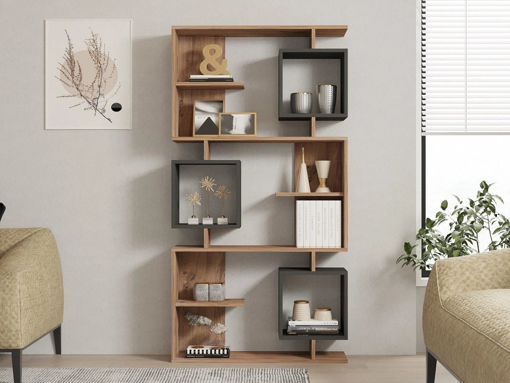 Biblioteca Cergnago, Libreria 8 Ripiani, 90x25x172h cm Marrone Rovere