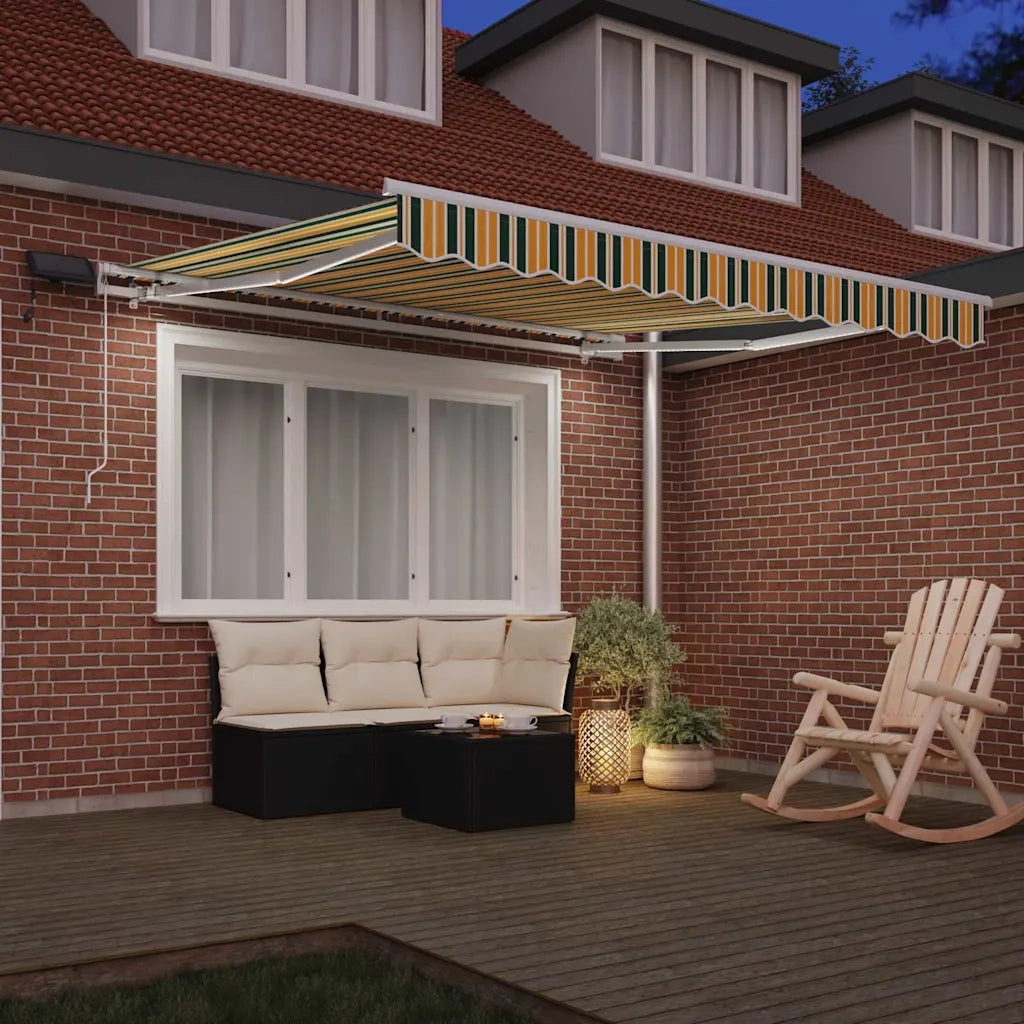 Tenda Retrattile Verde e giallo 350 x 250 cm Tessuto e acciaio 3330448