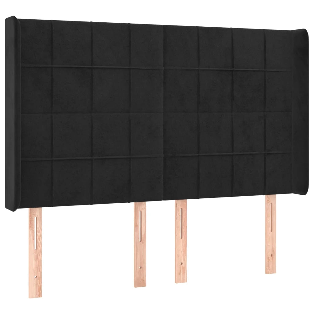 Testiera ad Orecchio Nera 147x16x118/128 cm in Velluto