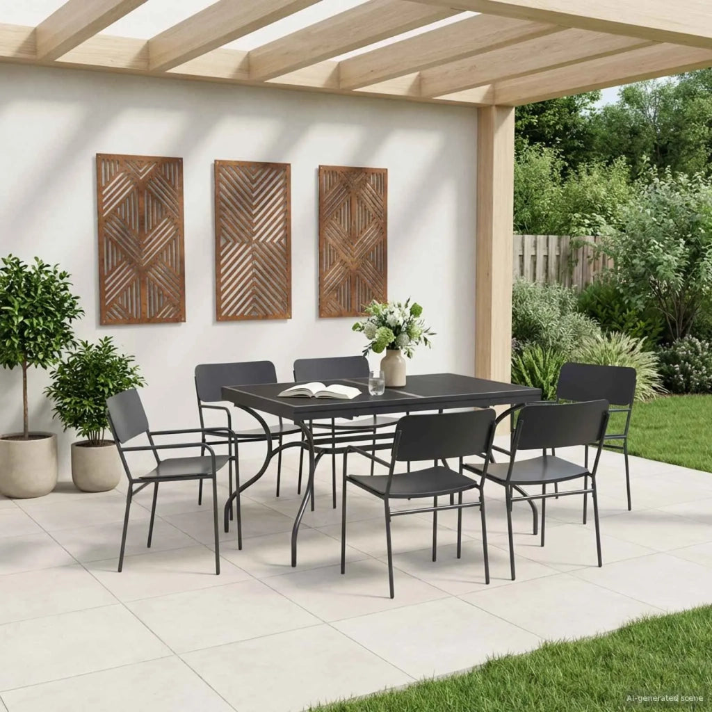 Set da Pranzo per Giardino 7 pcs Antracite Acciaio