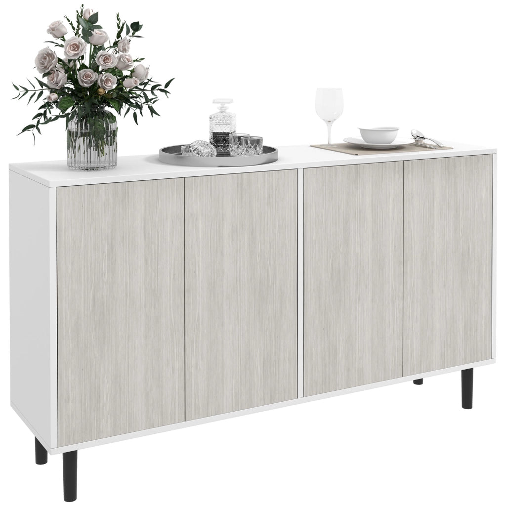 Credenza cucina con 2 ante e ripiani regolabili ¨C Xylo ¨C Bianco e grigio effetto legno 121x37x75cm