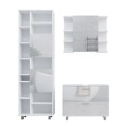Vicco Set di mobili da bagno Bianco lucido 3 pezzi, con cassetto