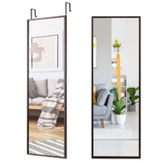 Specchio a figura intera per muro o porta con struttura in ferro, Specchio con 2 set di ganci regolabili Caff¨¨