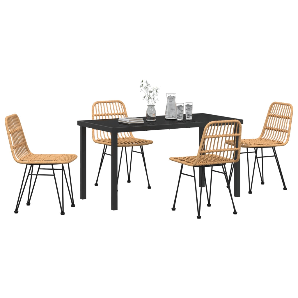 Set da Pranzo da Giardino 5 Pezzi Marrone Poly Rattan
