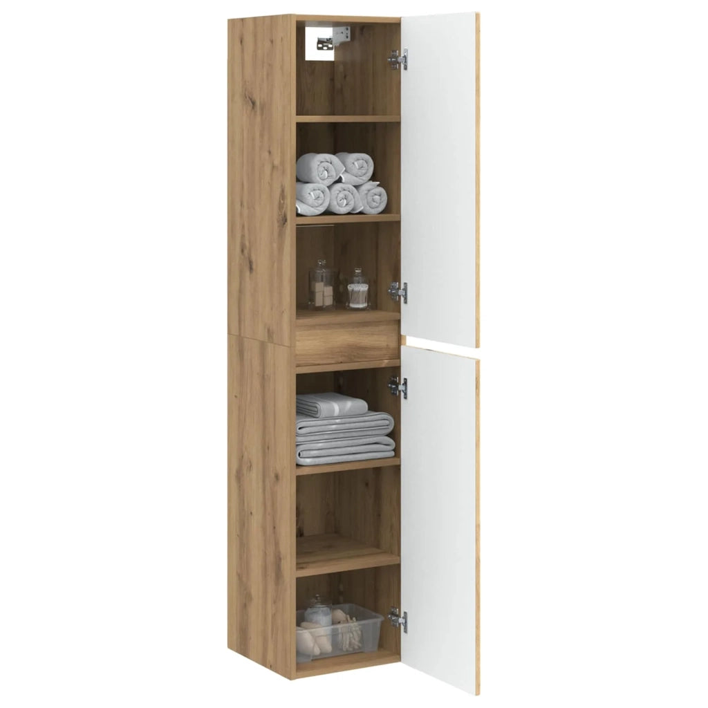 Mobiletto da Bagno a Muro Rovere Artigianale 33 x 34,5 x 160 cm 890521