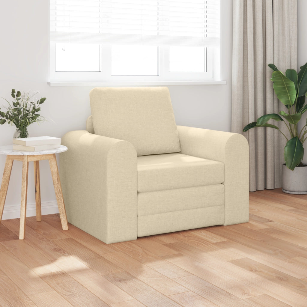 Divano Letto 2-in-1 Panna 98x71x83 cm Tappezzeria
