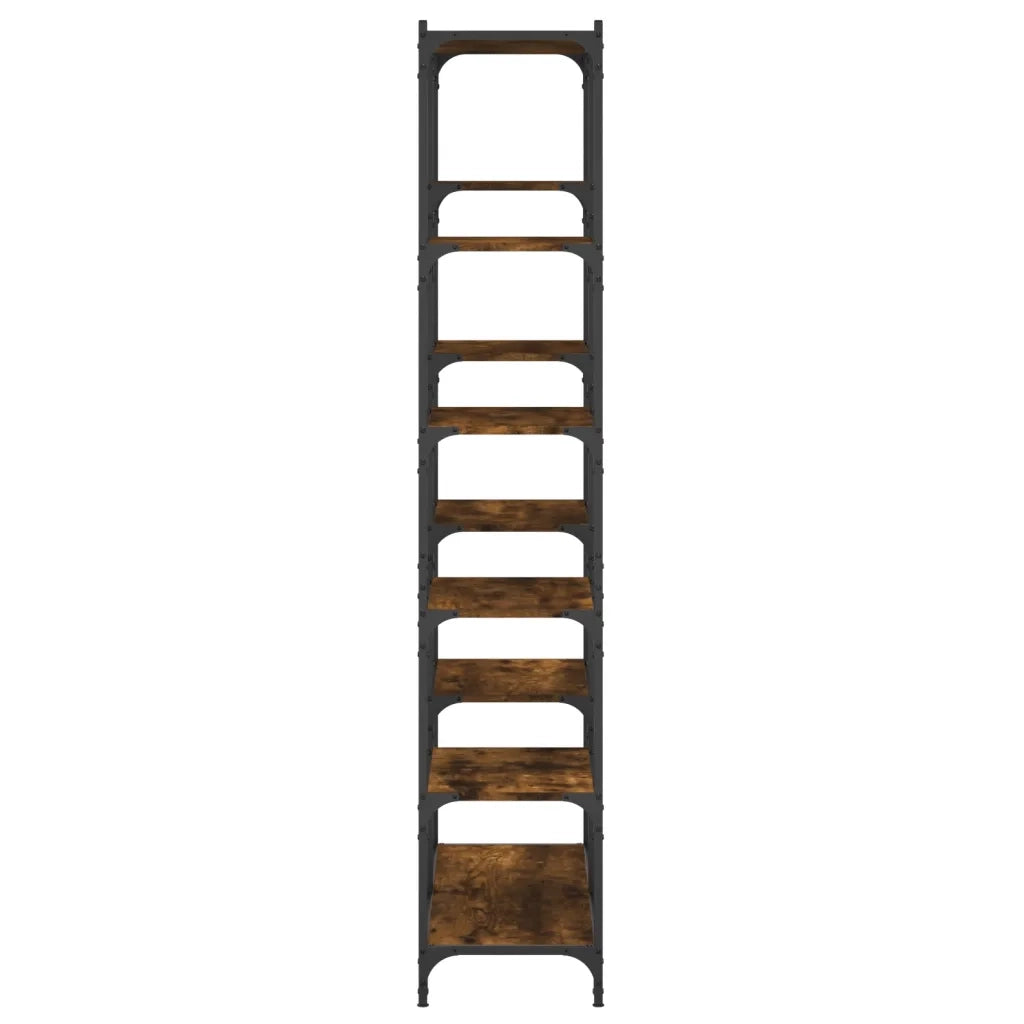 Libreria-Scaffale per Libri-Mobile di Stoccaggio Rovere Fumo 100x32x170 cm in Legno Multistrato e Ferro