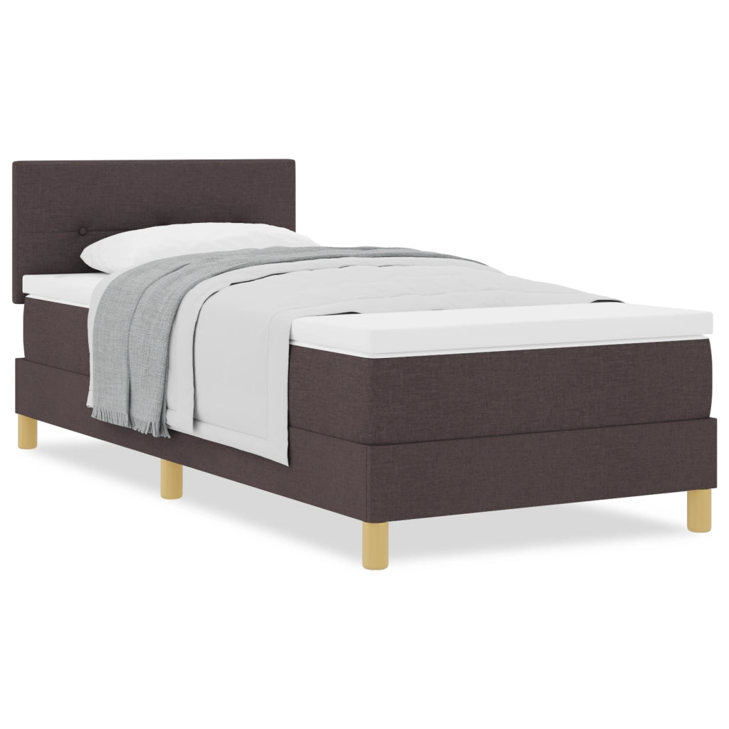 Letto con Box Spring con Materasso Marrone Scuro 80x200 cm Tessuto
