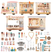 Pannello sensoriale in legno per bambini busy board 5 in 1 con vanity, Pannello giocattolo montessori per sala giochi-Giocattoli educativi