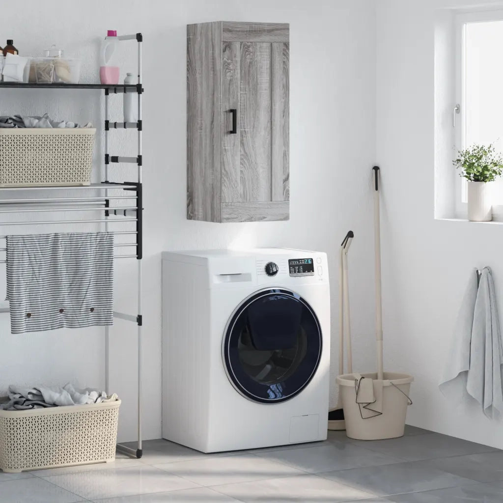 Mobile a Parete Grigio Sonoma 34,5x34x90 cm Legno Multistrato 830506
