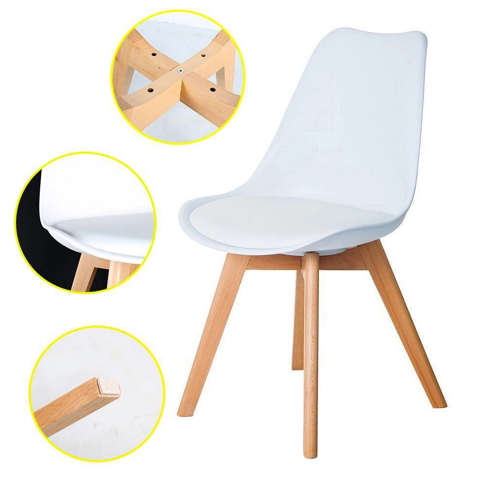 Set 4 Sedie 52x48,5x82 cm in Similpelle e Legno di Faggio Tommy Tortora