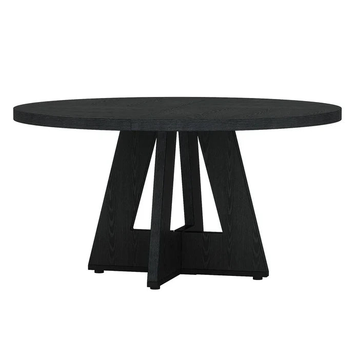Tavolo da pranzo rotondo 120 cm in legno ingegnerizzato nero; stile farmhouse