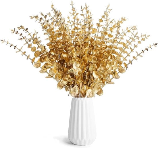 Decorative Sticks in Oro - Set da 24 pezzi - Piantine Artificiali per Natale e decorazione domestica con tema Eucalipto