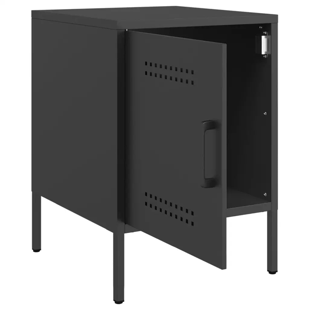 Set di 2 Comodini | Armadio da Notte | Mobiletto da notte Nero 36x39x50,5 cm in Acciaio