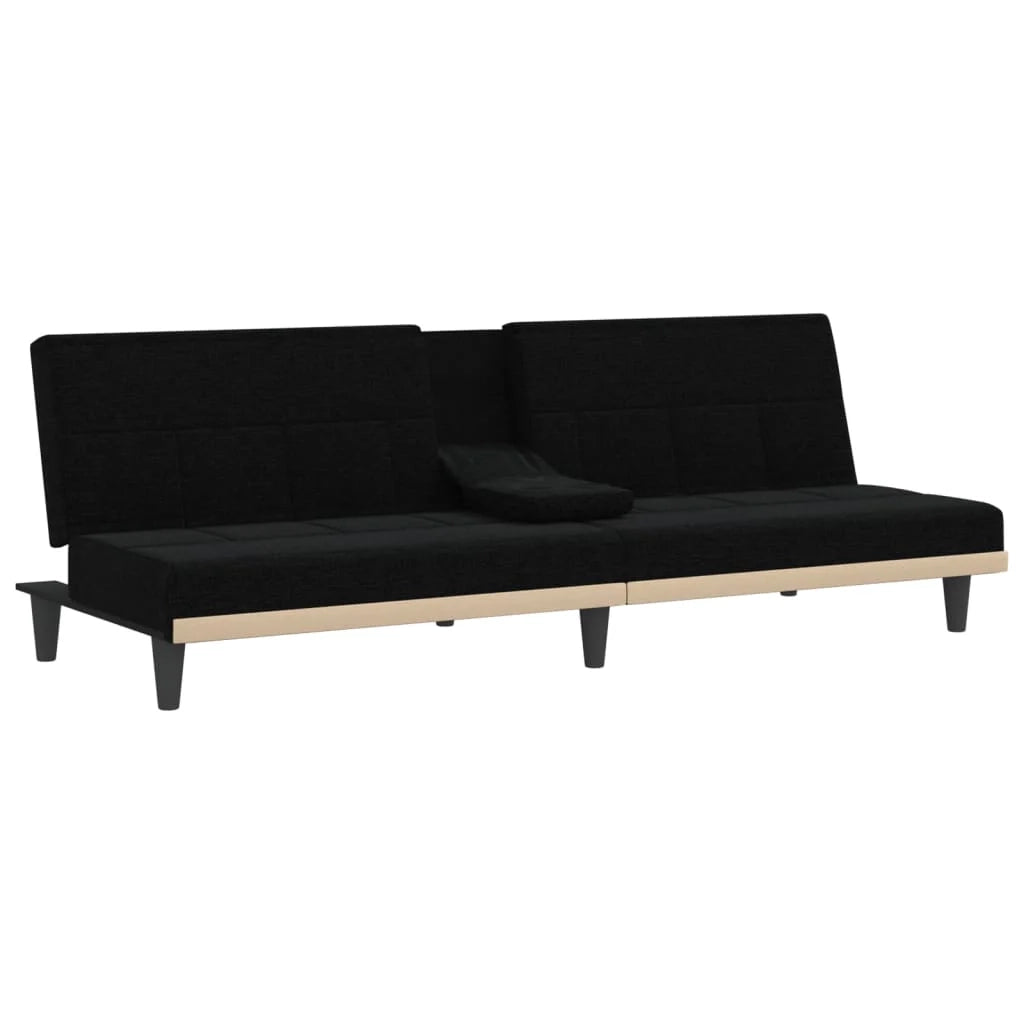 Divano letto con portabicchieri 200 x 89 x 70 cm tessuto nero 02_0019258