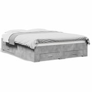 Letto matrimoniale | Letto per adulti | Giroletto Cassetti Grigio Cemento 140x190 cm Legno Multistrato