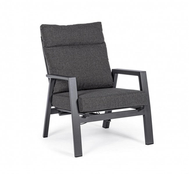 Set 2 Poltrone 72x81x98h cm Reclinabili con Cuscini Kledi Antracite
