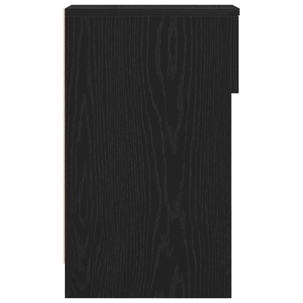 Set di 2 Comodini | Armadio da Notte | Mobiletto da notte con Cassetto Rovere Nero 20x36x60 cm