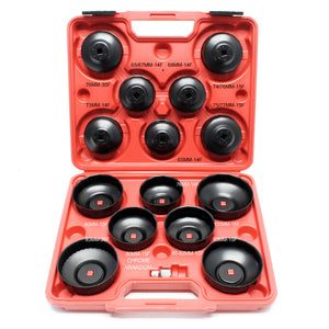 Set di chiavi a tazza per smontare i filtri dell'olio, 14 pezzi con adattatore