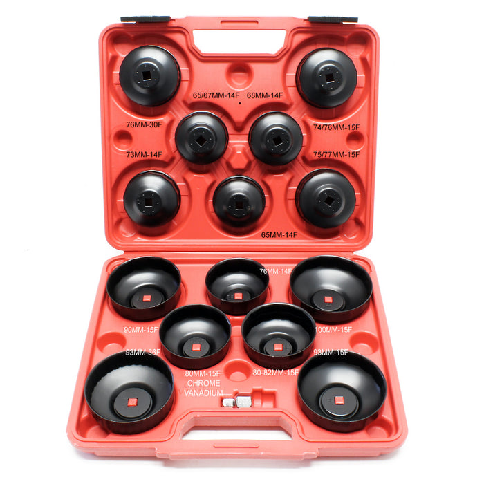 Set di chiavi a tazza per smontare i filtri dell'olio, 14 pezzi con adattatore