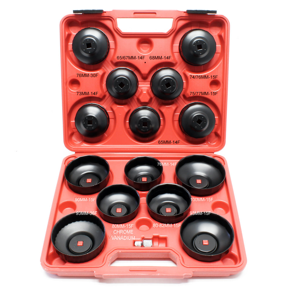 Set di chiavi a tazza per smontare i filtri dell'olio, 14 pezzi con adattatore