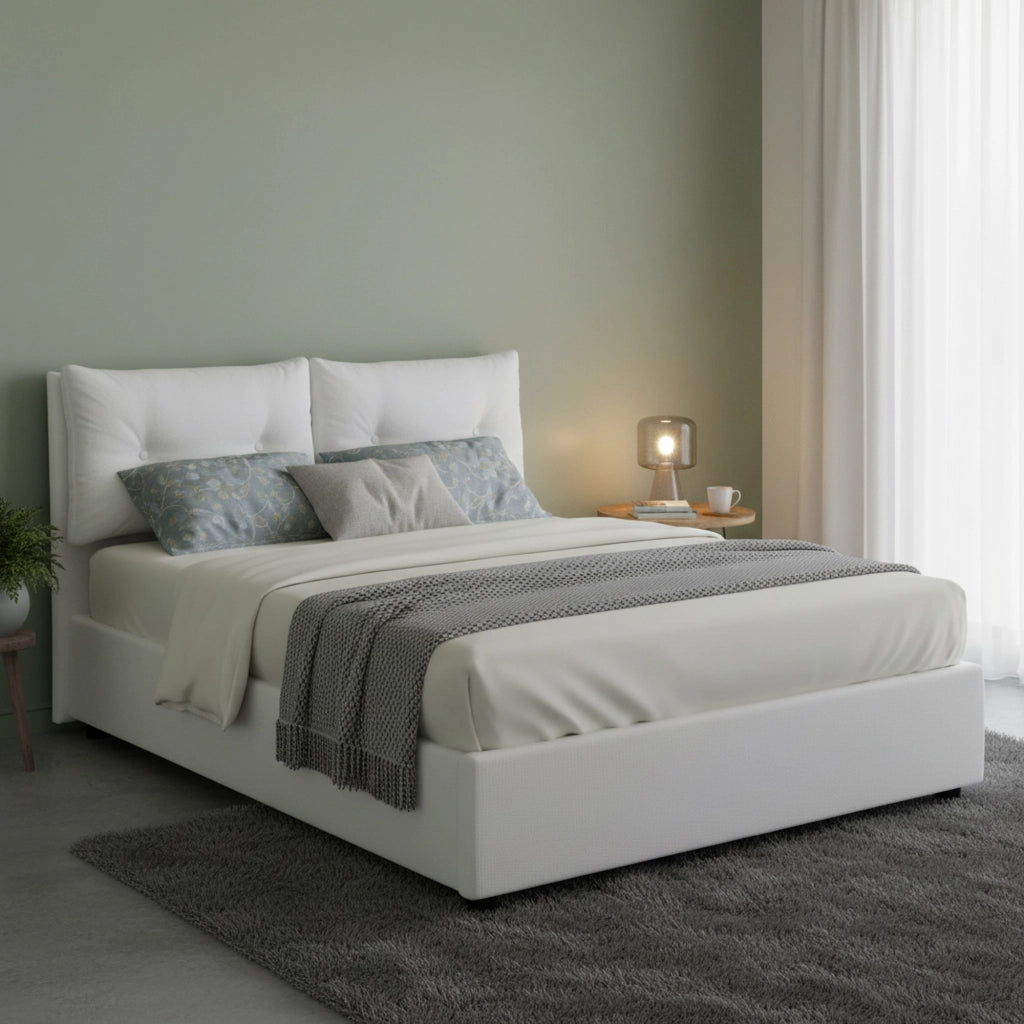 Letto Matrimoniale Artrax, Letto Matrimoniale Sfoderabile Made in Italy, Bianco
