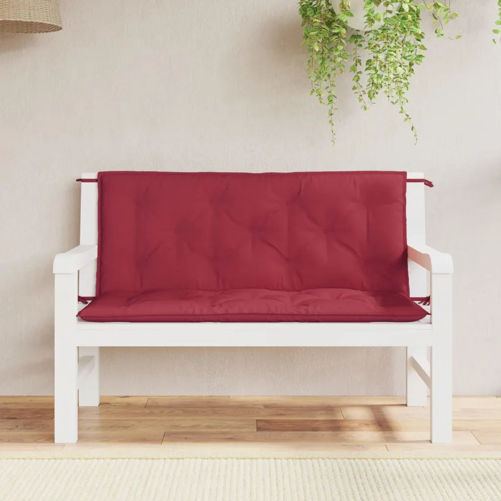 Cuscini per Panca 2 pz-Set di 2 Cuscini per panchina Rosso Vino 120x50x7 cm in Tessuto Oxford