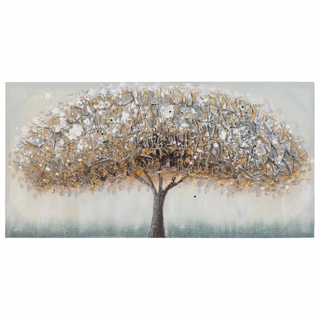 Quadro dipinto a mano con rilievo marrone 50x100x3h