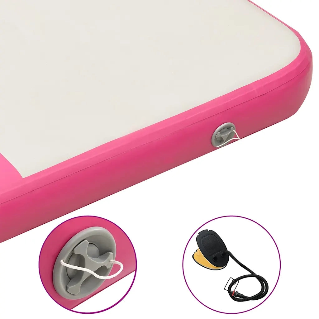 Tappetino Ginnastica Gonfiabile e Pompa 200x200x10 cm PVC Rosa CFW6710507