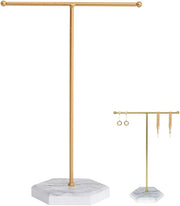 Organizzatore di gioielli, Standard per gioielli, Standard per gioielli in metallo, Standard per catenine a forma di T in oro, Supporto per gioielli per bracciali, orecchini, anelli, catenine (Bianco + Oro)