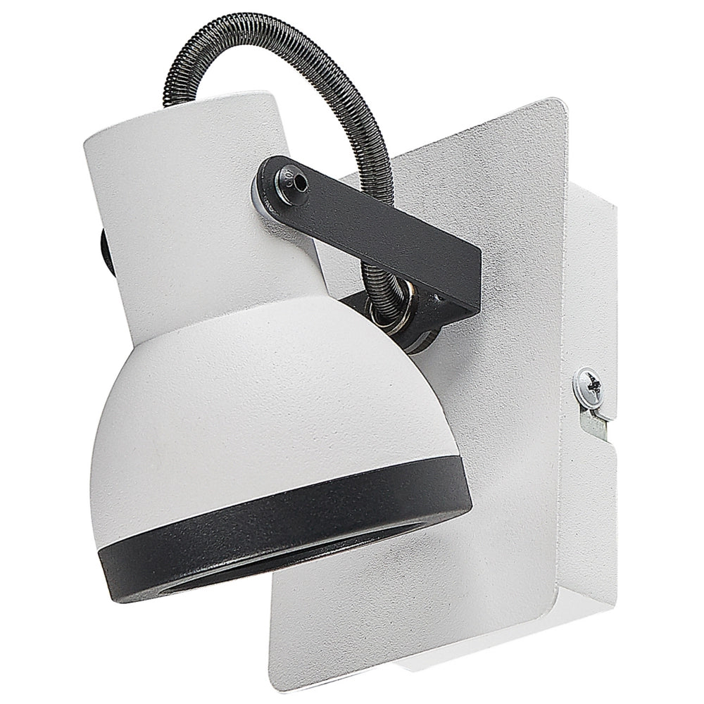 Set di 2 Lampade da parete in metallo bianco e nero 1 luce a con paralume a faretto