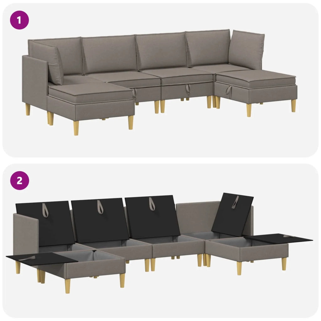 Set di divani modulari con spazio di archiviazione 6 pcs