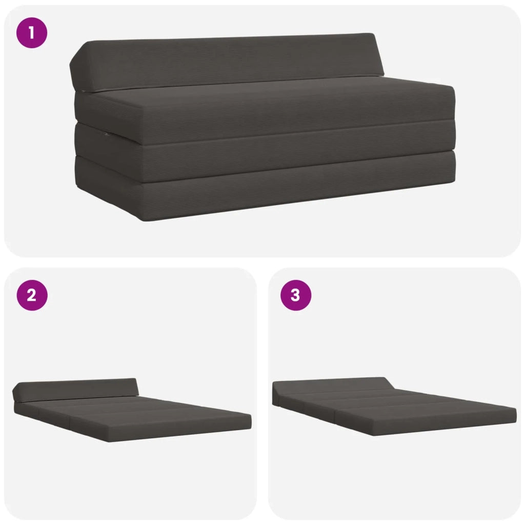 Divano Letto Pieghevole Grigio Scuro 120 x 60 x 49 cm Tessuto