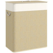 Cestino per Biancheria in Bamb¨´ con 2 Scomparti e Maniglie ¨C Zephmum ¨C 52x32x63 cm