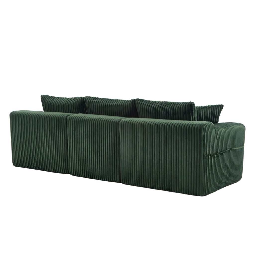 Divano Angolare Modulare con Chaise Longue 2 Posti ¨C MINIMAL ¨C Velluto a Coste, Cuscini, Portabicchieri