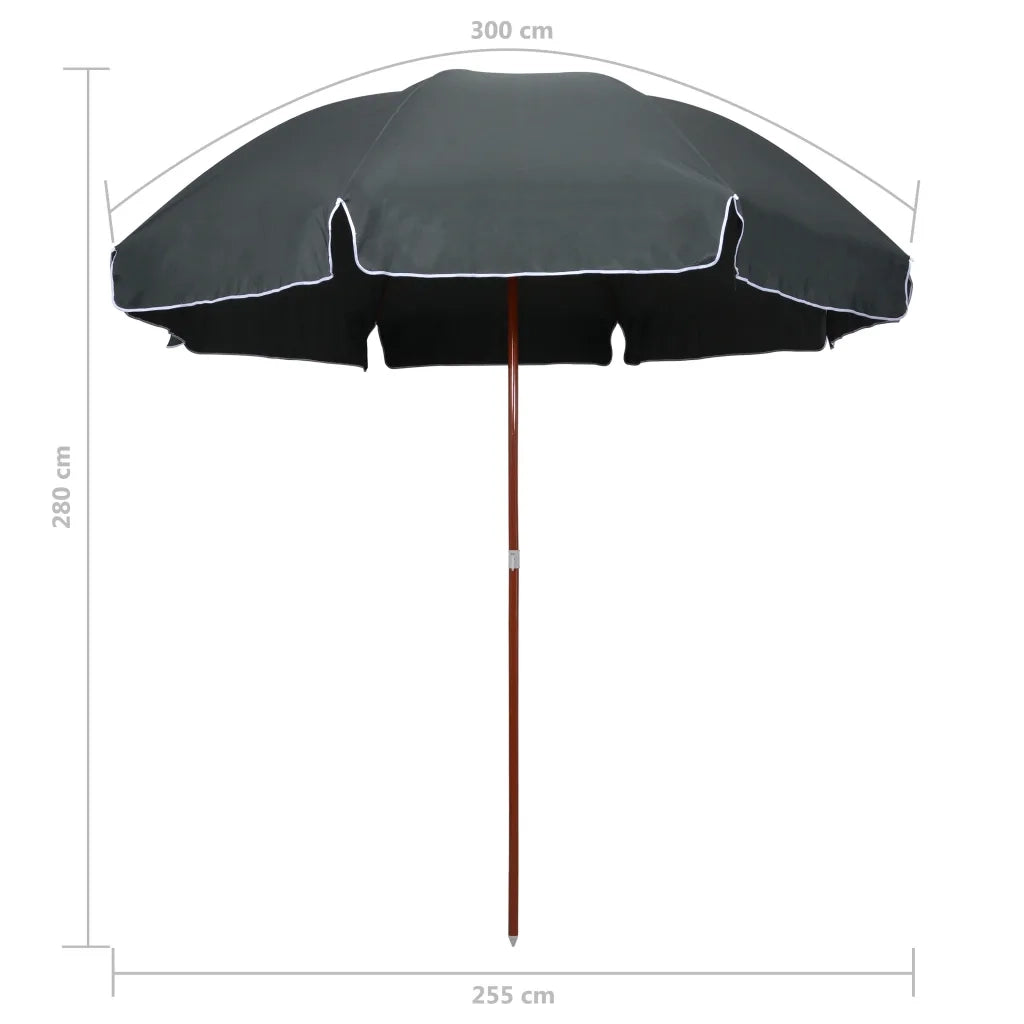 vidaXL Ombrellone da Giardino con Palo in Acciaio 300 cm Antracite