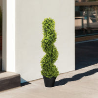 Pianta Artificiale di Eucalipto 90A cm a Spirale con Vaso Incluso per Interno ed Esterno Verde