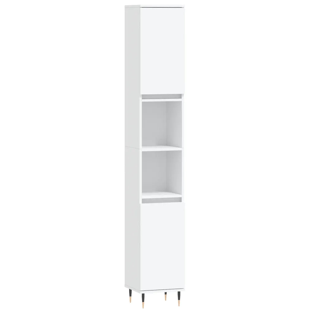Set Mobili da Bagno | Armadio da bagno 3 pz Bianco in Legno Multistrato