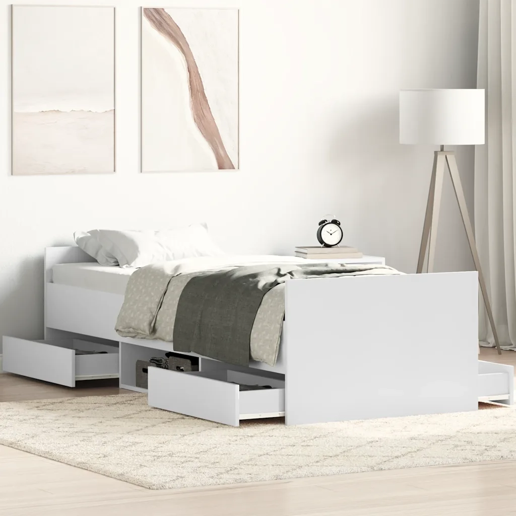 Giroletto con Testiera e Pediera Bianco 100x200 cm 3203796