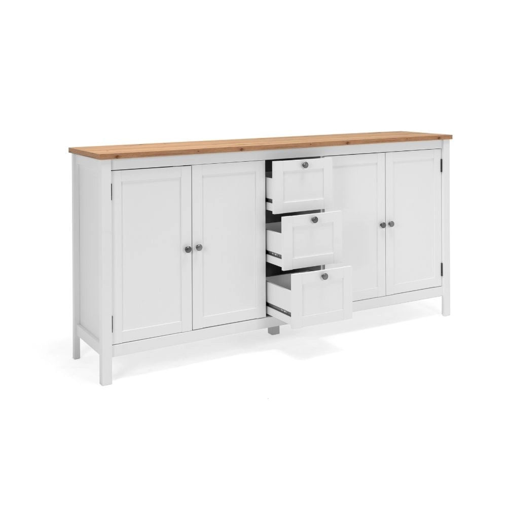 Madia Bergen51 bianco 4 ante e 3 cassetto e top artisan rovere 180 cm